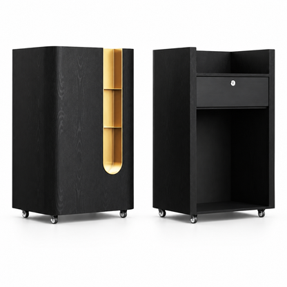 Compact Mobile Checkout Counter with Lockable Drawer and Storage — Black — Style 10 — 75cm(L) x 50cm(W) x 116cm(H)