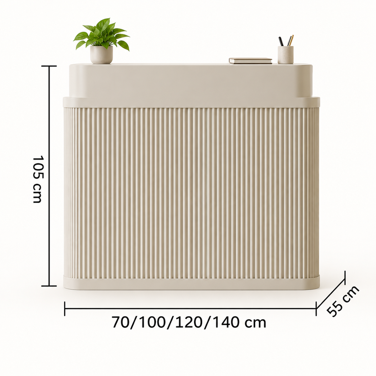 Curved Fluted Reception Counter in Nine Colours