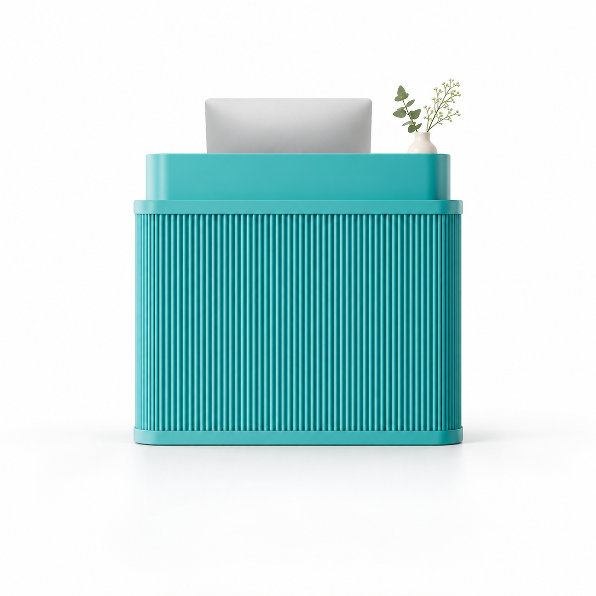 Curved Fluted Reception Counter in Nine Colours — Light Blue