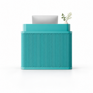Curved Fluted Reception Counter in Nine Colours — Light Blue