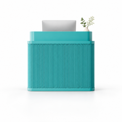 Curved Fluted Reception Counter in Nine Colours — Light Blue