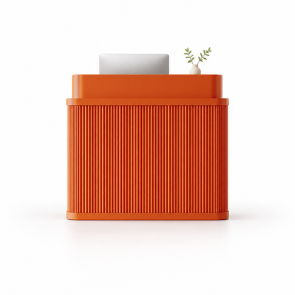Curved Fluted Reception Counter in Nine Colours — Orange