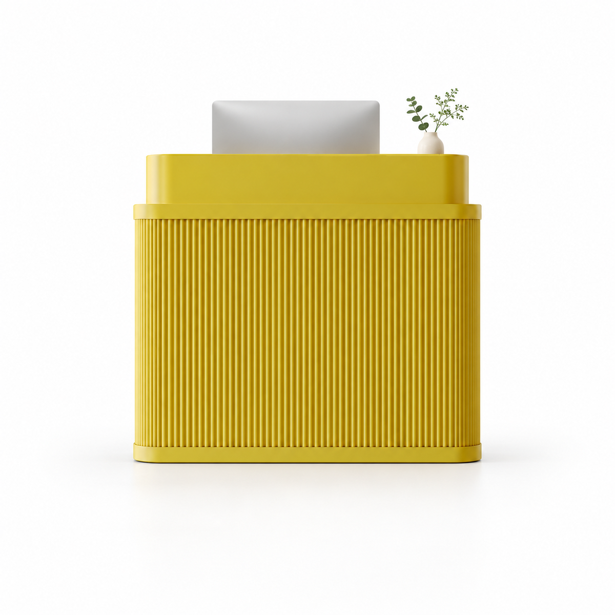 Curved Fluted Reception Counter in Nine Colours — Yellow
