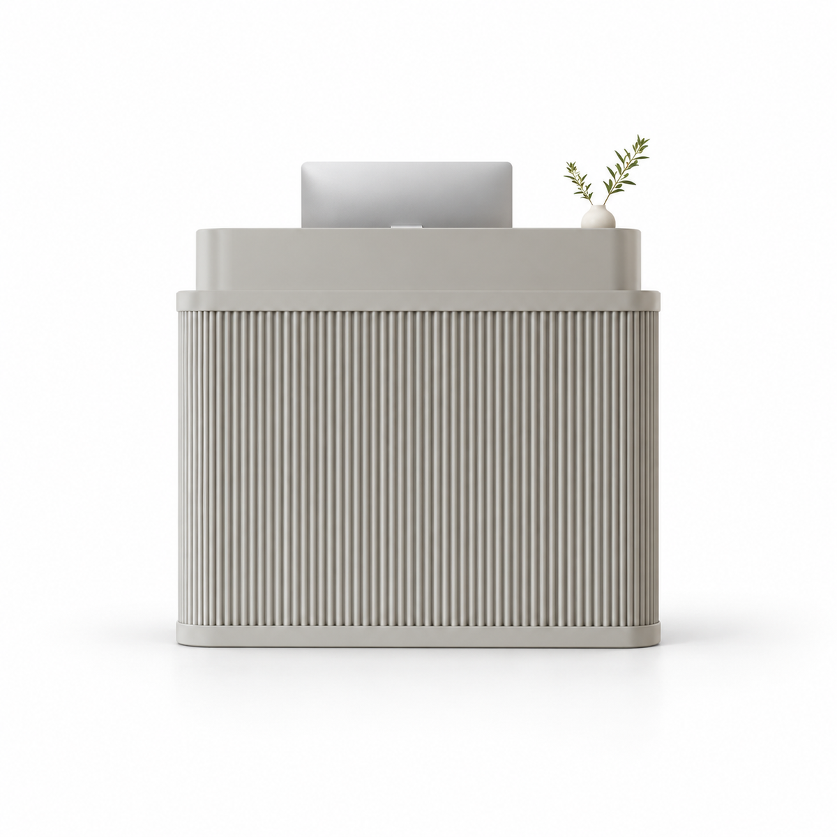 Curved Fluted Reception Counter in Nine Colours — Light Grey