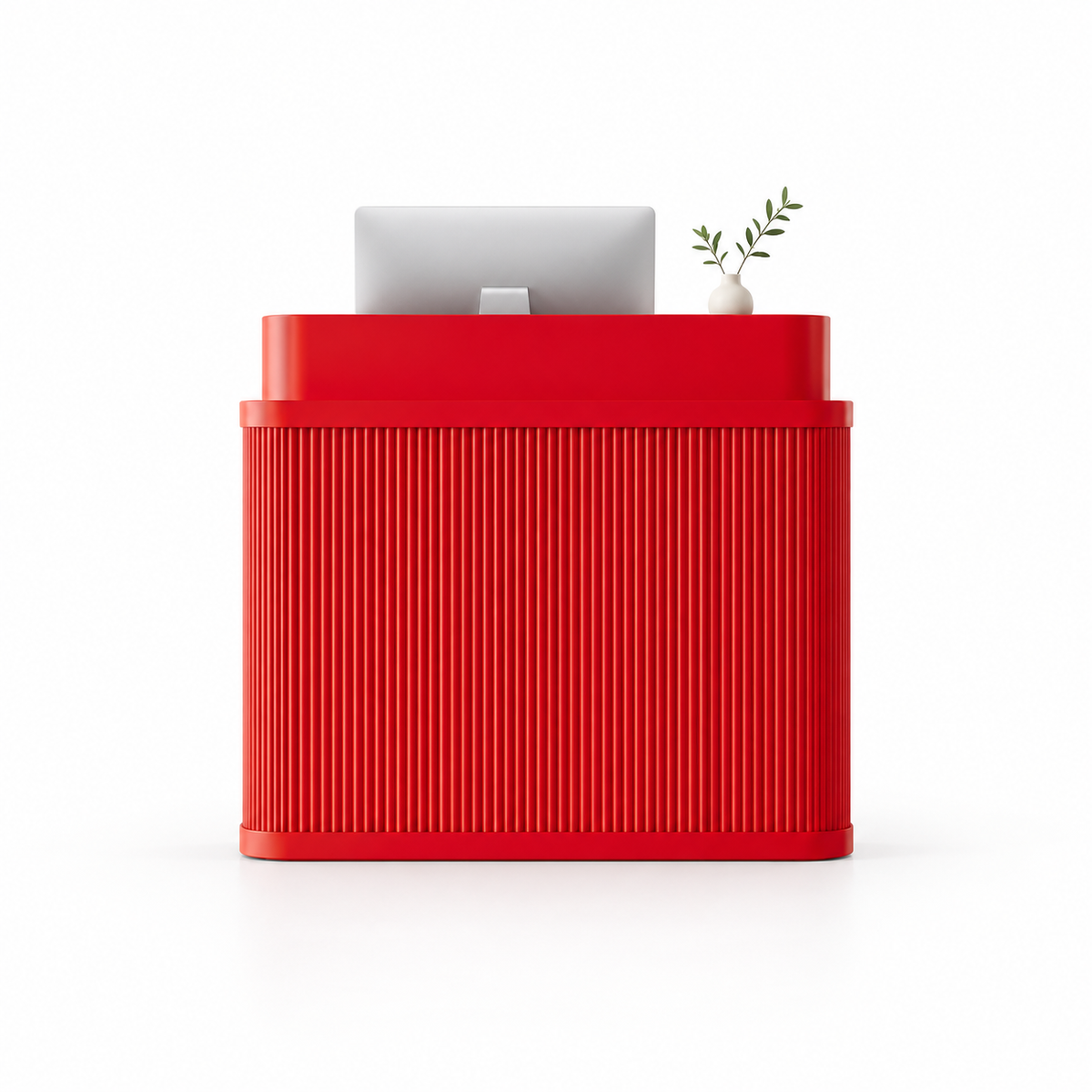 Curved Fluted Reception Counter in Nine Colours — Red
