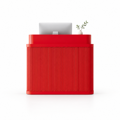 Curved Fluted Reception Counter in Nine Colours — Red