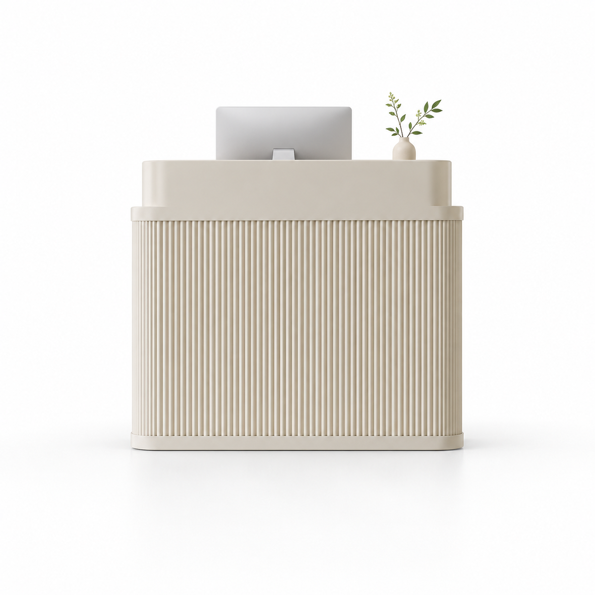 Curved Fluted Reception Counter in Nine Colours — Beige