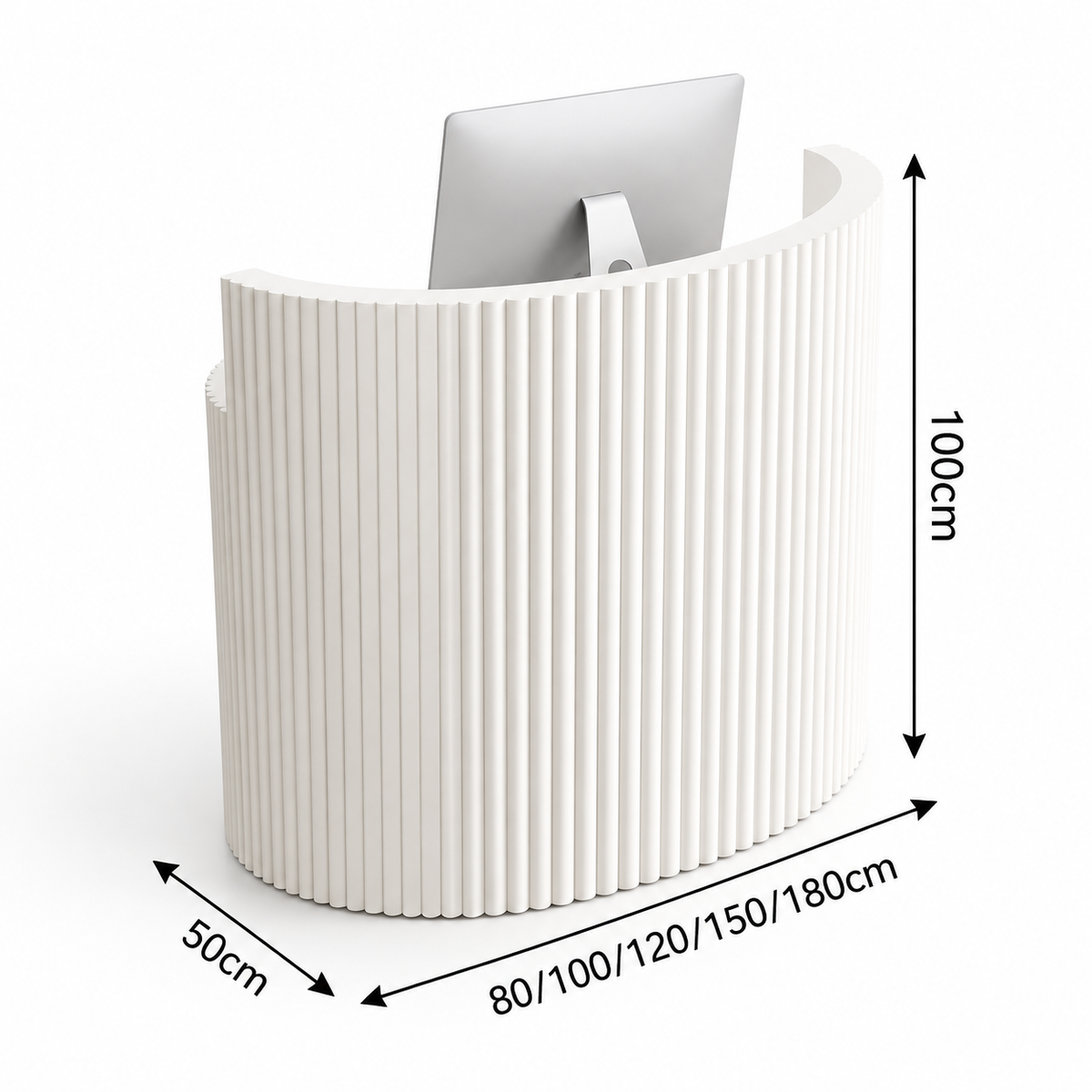 Curved Fluted Reception Counter with Lockable Storage