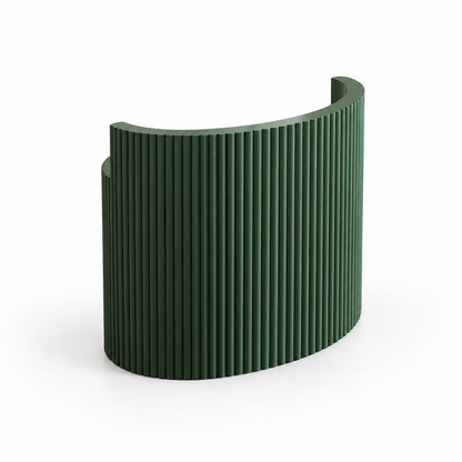 Curved Fluted Reception Counter with Lockable Storage — Dark Green