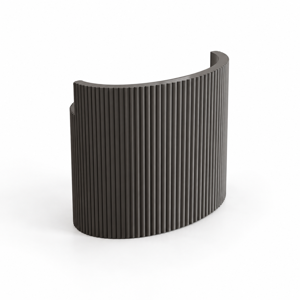 Curved Fluted Reception Counter with Lockable Storage — Dark Grey