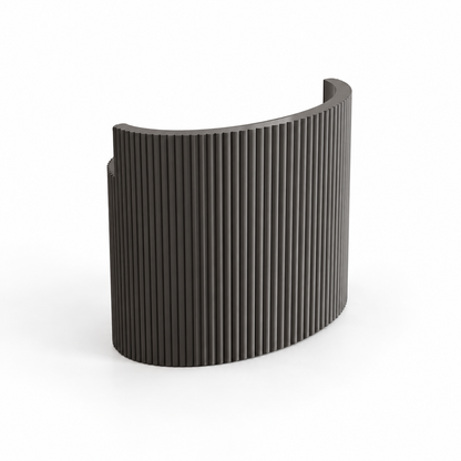 Curved Fluted Reception Counter with Lockable Storage — Dark Grey