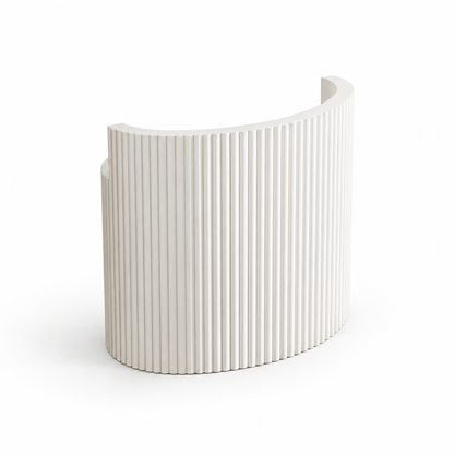 Curved Fluted Reception Counter with Lockable Storage — White
