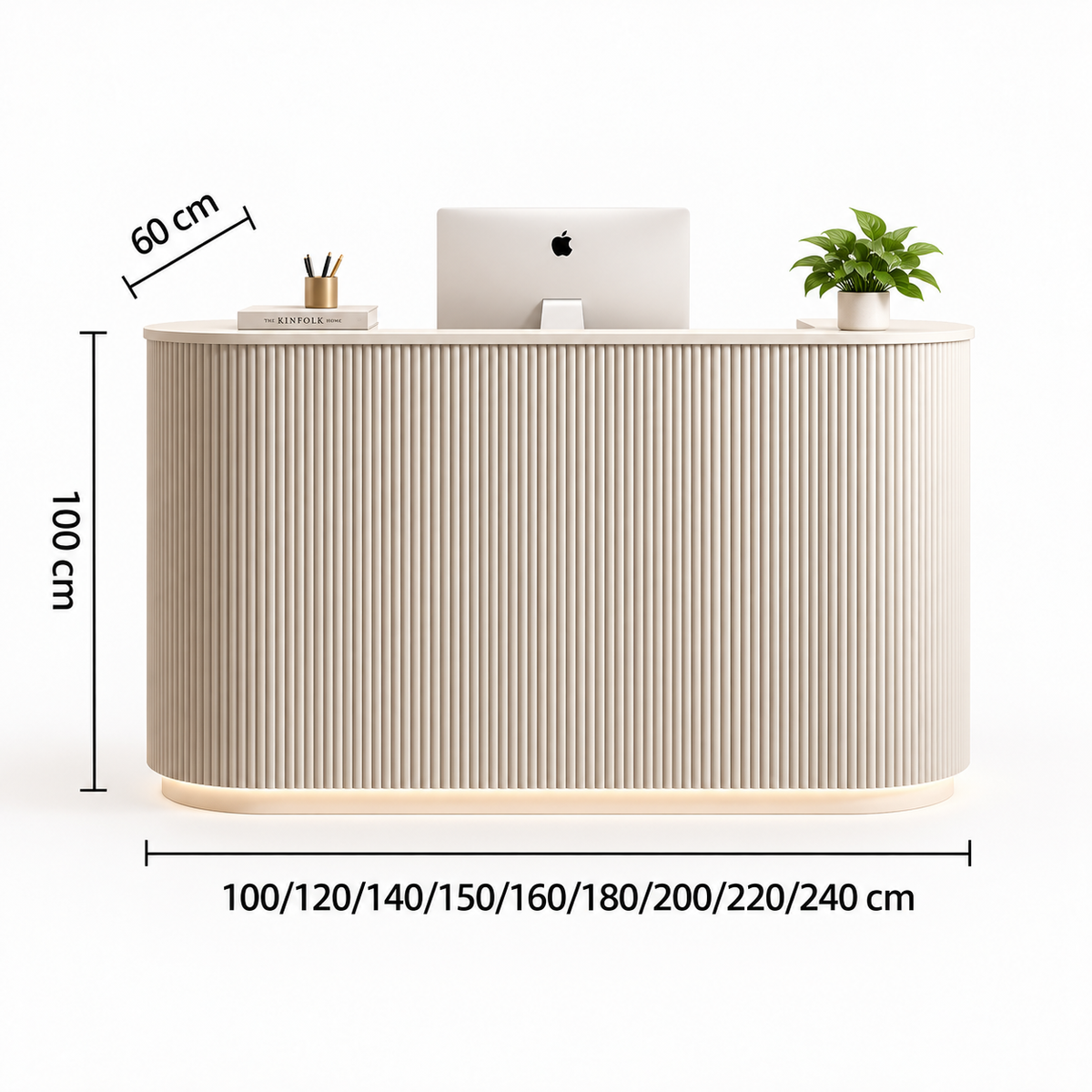 Curved Fluted Reception Counter with LED Base Lighting