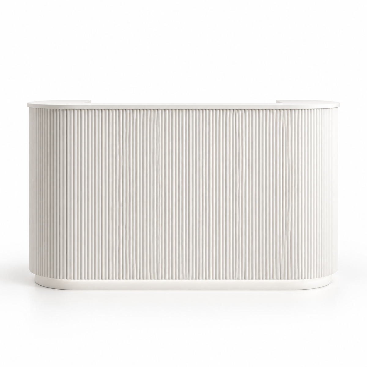 Curved Fluted Reception Counter with LED Base Lighting finish option 1