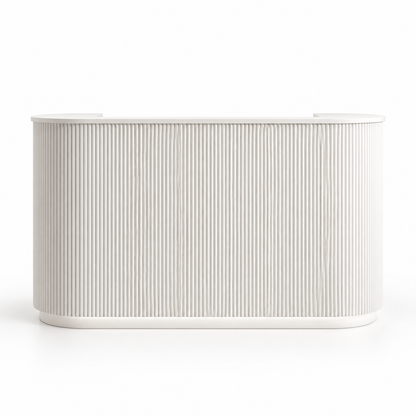 Curved Fluted Reception Counter with LED Base Lighting finish option 1