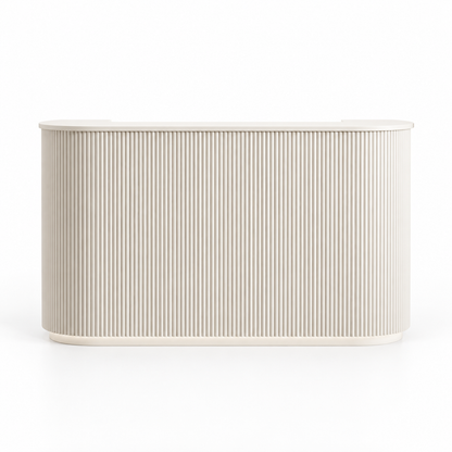 Curved Fluted Reception Counter with LED Base Lighting finish option 2