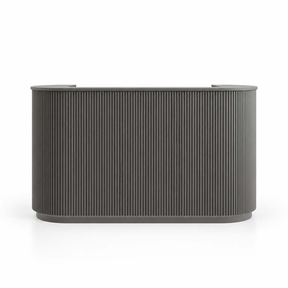 Curved Fluted Reception Counter with LED Base Lighting finish option 3