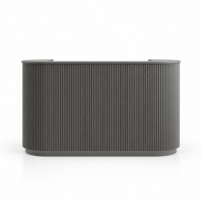 Curved Fluted Reception Counter with LED Base Lighting finish option 3