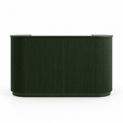 Curved Fluted Reception Counter with LED Base Lighting finish option 4