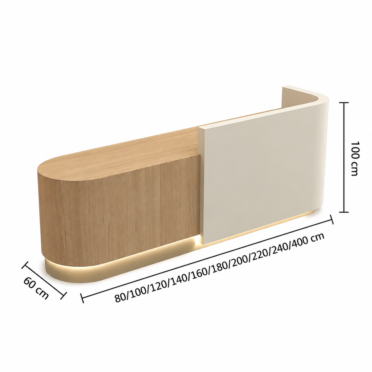 Rounded Two-Tone Reception Counter with Lockable Storage