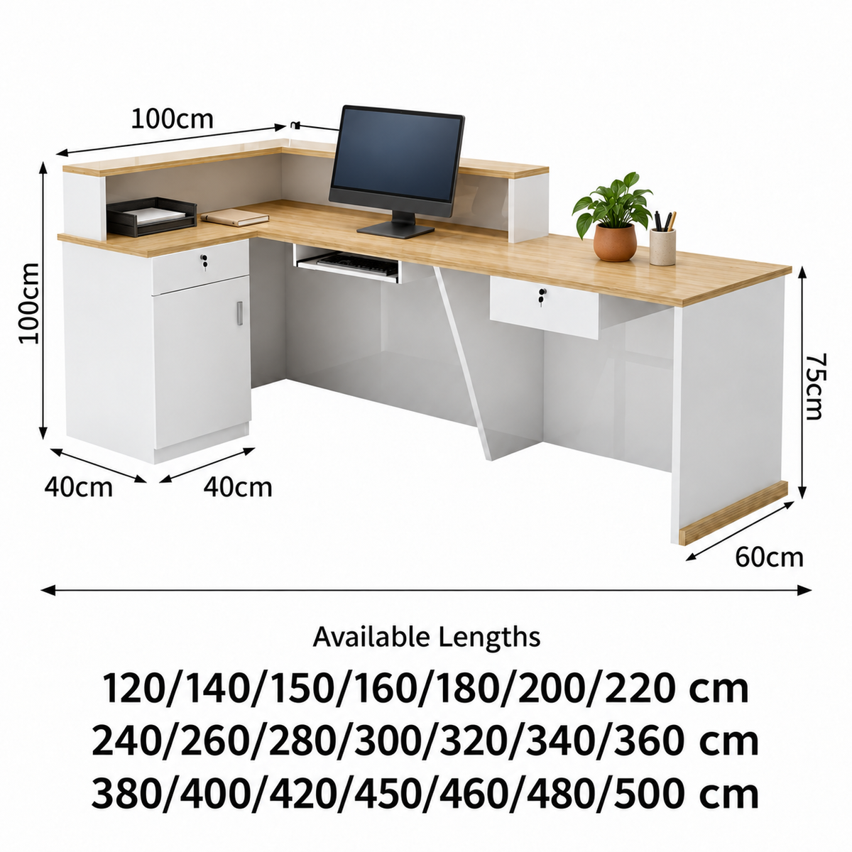 L-Shaped Reception Counter with Slatted Feature Panel and LED Lighting