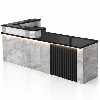 L-Shaped Reception Counter with Slatted Feature Panel and LED Lighting finish option 8