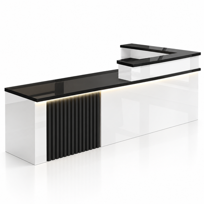 L-Shaped Reception Counter with Slatted Feature Panel and LED Lighting finish option 9