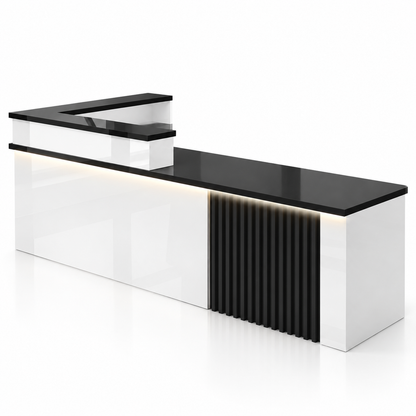 L-Shaped Reception Counter with Slatted Feature Panel and LED Lighting finish option 10