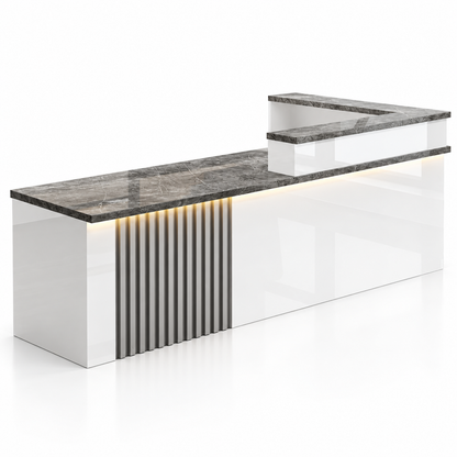 L-Shaped Reception Counter with Slatted Feature Panel and LED Lighting finish option 11