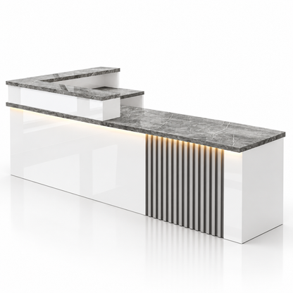 L-Shaped Reception Counter with Slatted Feature Panel and LED Lighting finish option 12