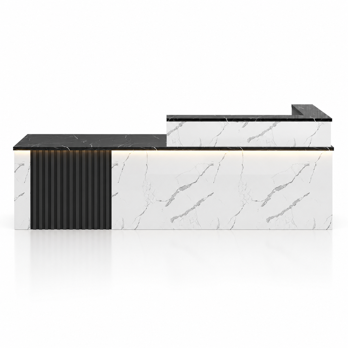 L-Shaped Reception Counter with Slatted Feature Panel and LED Lighting finish option 13