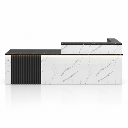 L-Shaped Reception Counter with Slatted Feature Panel and LED Lighting finish option 13