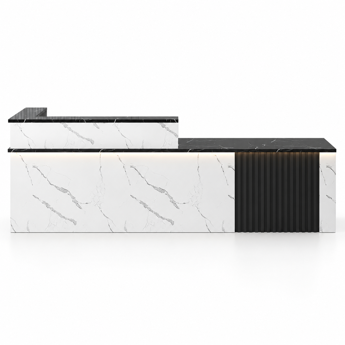 L-Shaped Reception Counter with Slatted Feature Panel and LED Lighting finish option 14