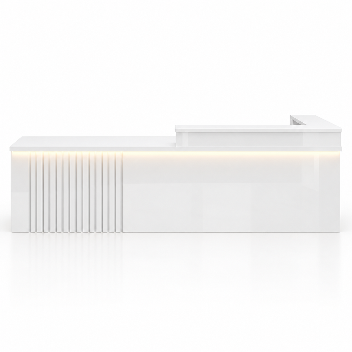 L-Shaped Reception Counter with Slatted Feature Panel and LED Lighting finish option 15