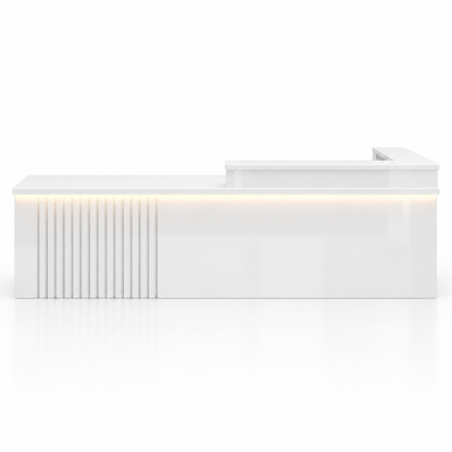 L-Shaped Reception Counter with Slatted Feature Panel and LED Lighting finish option 15
