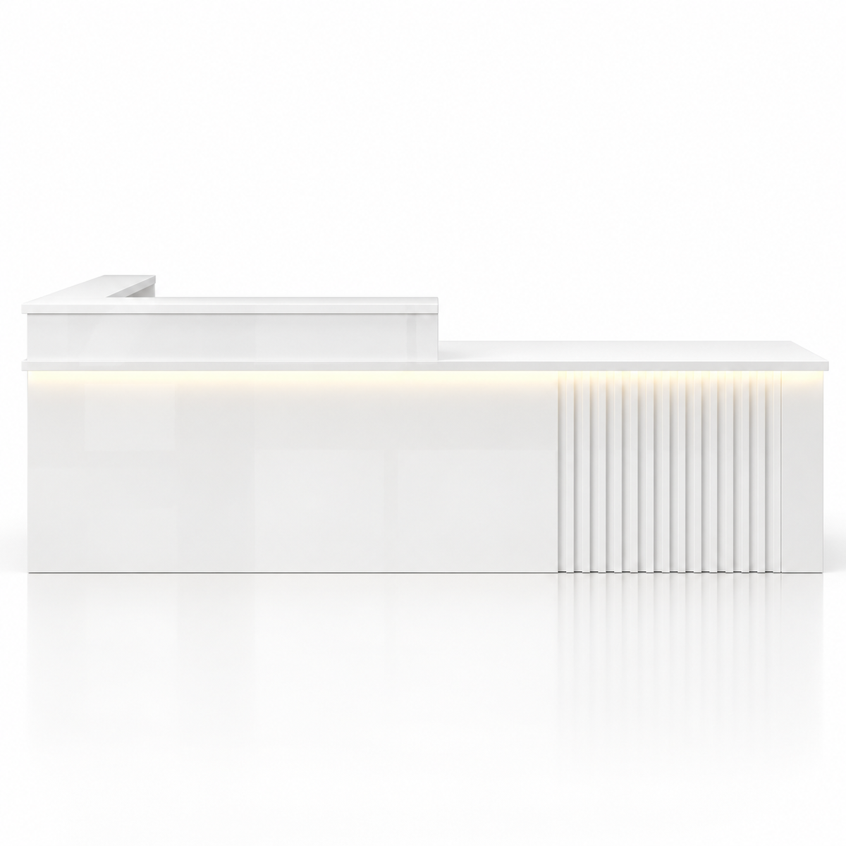 L-Shaped Reception Counter with Slatted Feature Panel and LED Lighting finish option 16