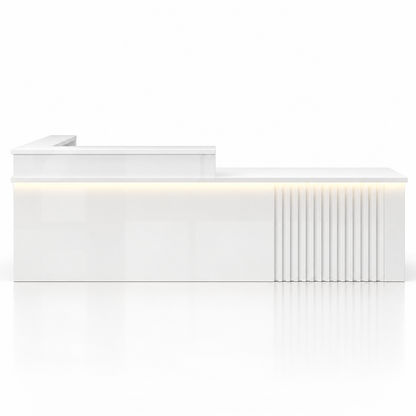 L-Shaped Reception Counter with Slatted Feature Panel and LED Lighting finish option 16