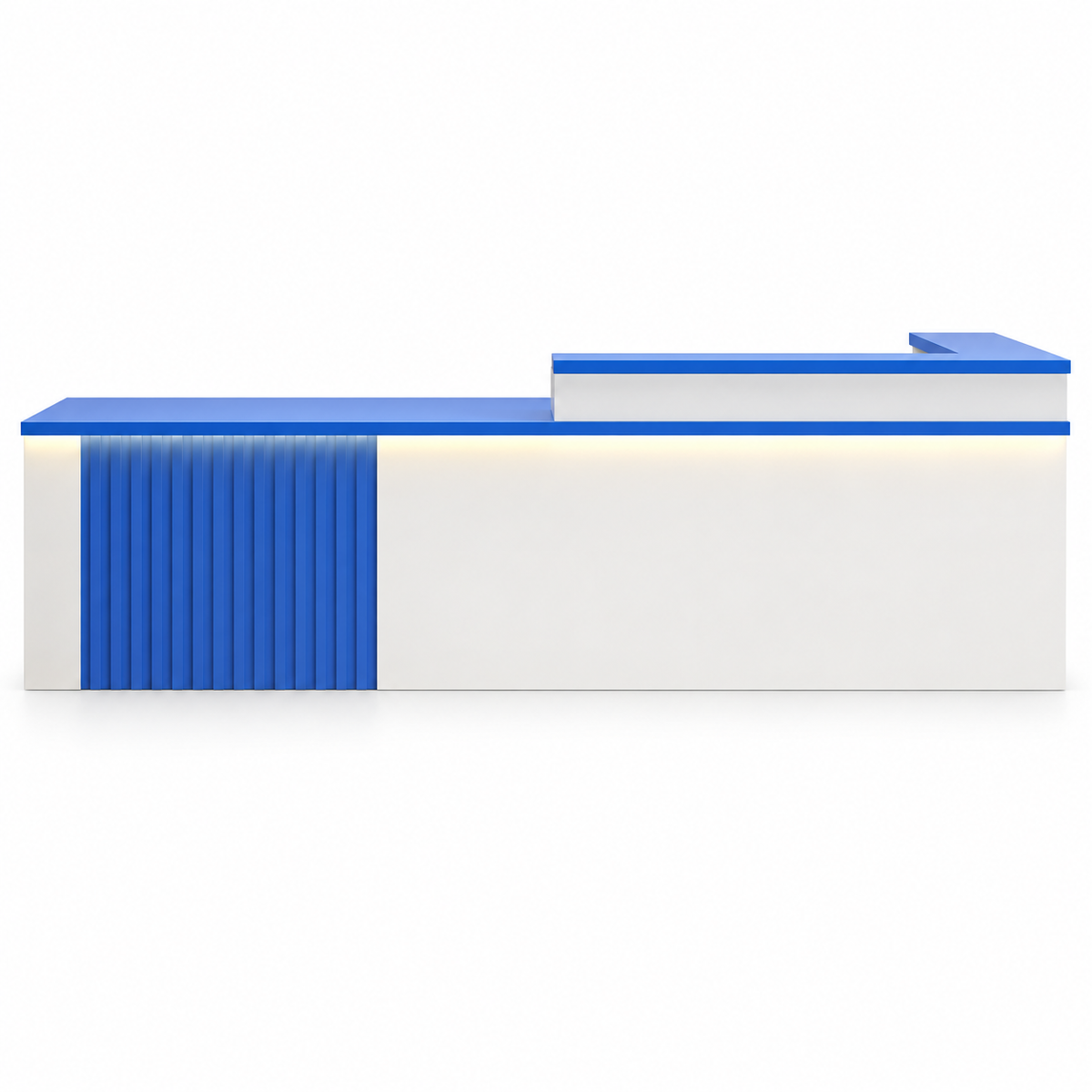 L-Shaped Reception Counter with Slatted Feature Panel and LED Lighting finish option 17