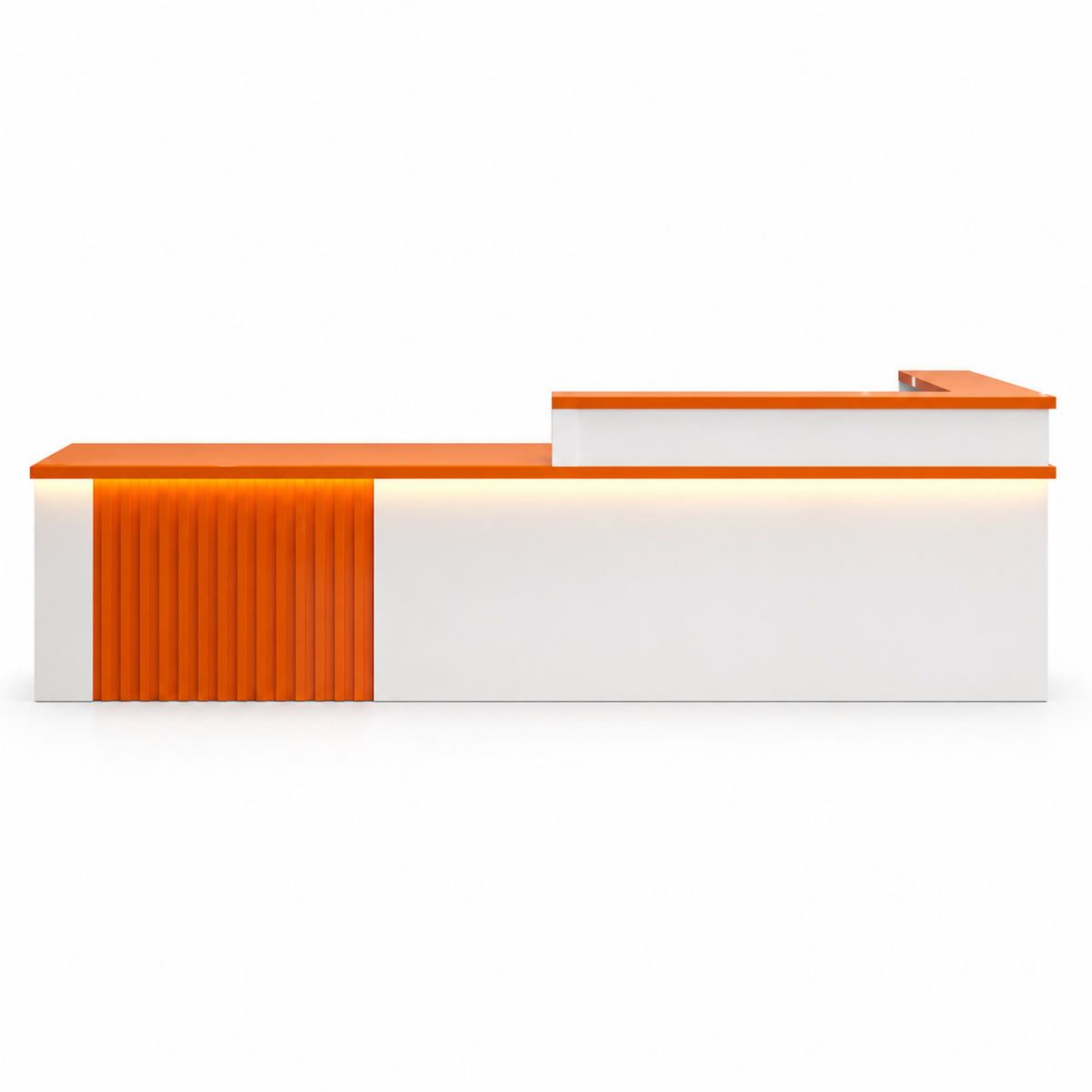 L-Shaped Reception Counter with Slatted Feature Panel and LED Lighting finish option 18