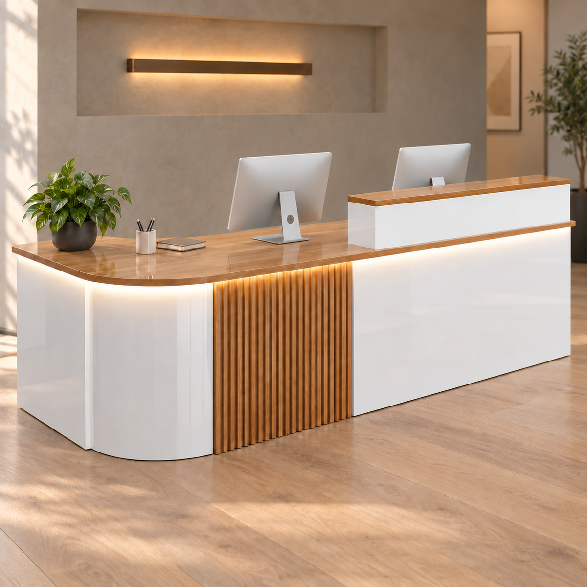 White Panels with a Warm Accent