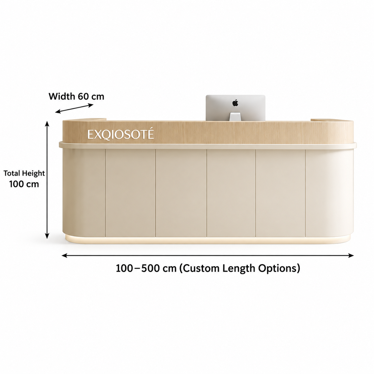 Curved Reception Counter with Raised Edge and LED Lighting