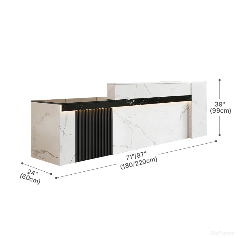 Modern Reception Desk with Counter Cable Management for Offices, Lobbies & Stores