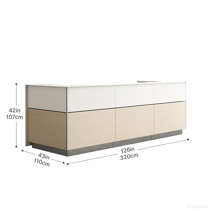 320cm Modern Reception Desk with Power Hub & Hidden Storage