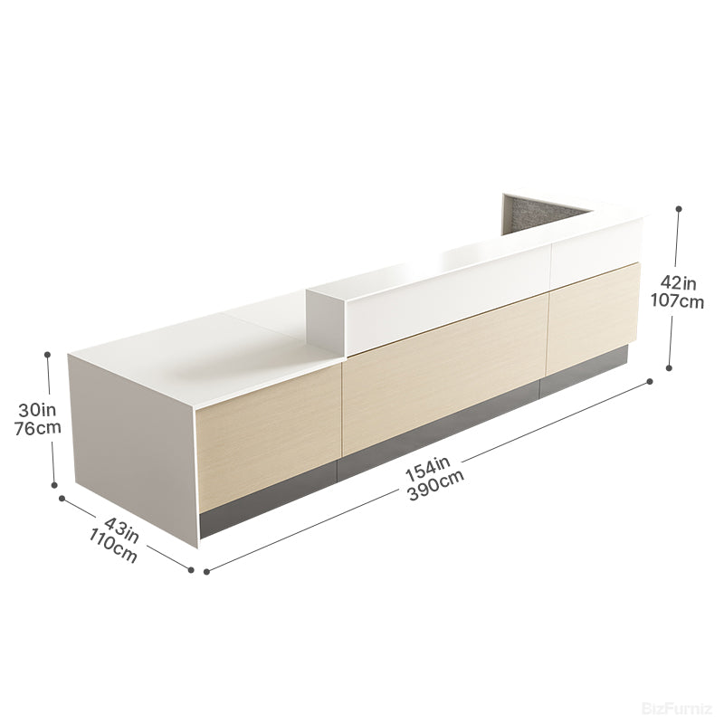 390cm(L) Professional Reception Desk with Sturdy Build and Integrated Power Hub for Modern Lobbies and Offices