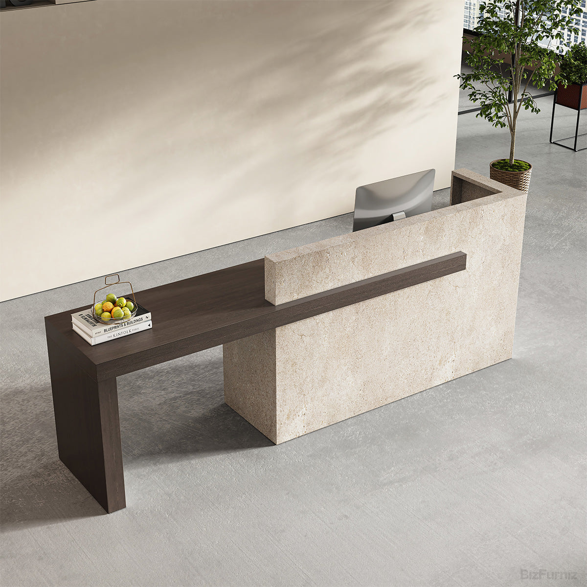 274.3cm Reception Desk with Counter, Drawers, File Hangers & Built-in Power Hub product photo 5