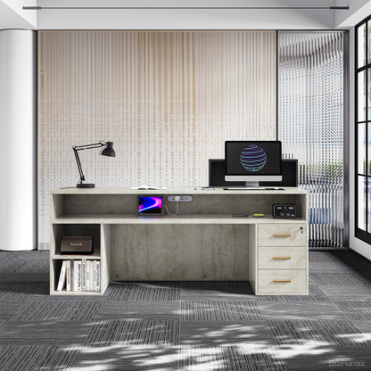 238.8cm Modern Reception Desk with LED Strips, Dual Power Hub & File Hanger product photo 4