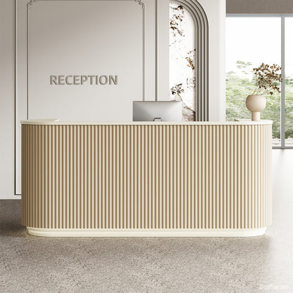 221cm(L)Reception Desk with Warm LED Lighting, Cable Box & Lockable Cabinet for Offices, Hotels & Salons product photo 3