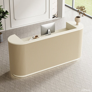 221cm(L)Reception Desk with Warm LED Lighting, Cable Box & Lockable Cabinet for Offices, Hotels & Salons product photo 6