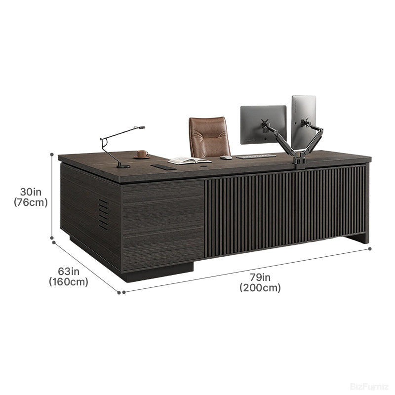 200cm(L) L-shaped Executive Desk with Cable Management & Ventilated CPU Compartment