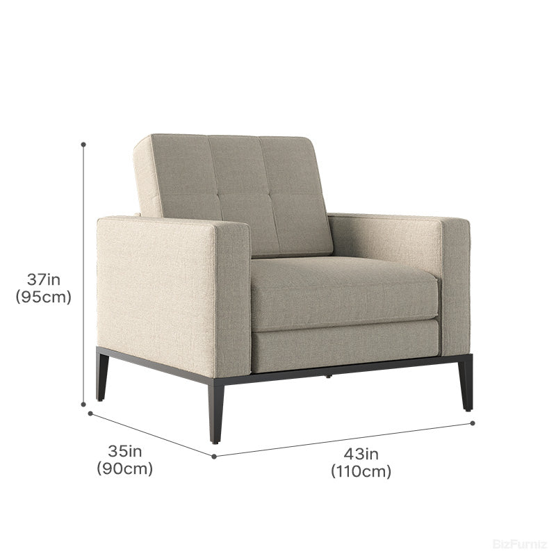 Mid-Century Modern Accent Chair, Upholstered One-seater Sofa for Reception, Executive Office & Living Room (110cm x 95cm)
